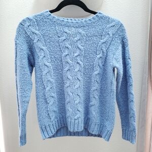 Ashley Powder Blue Cable Crew Sweater
